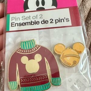 Disney Gold and Red Mickey Mouse Pin Duo